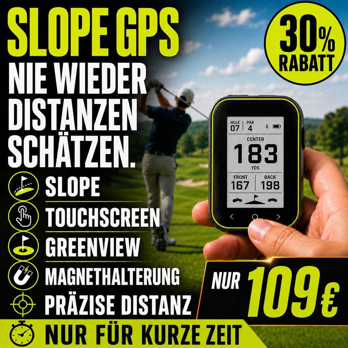GPS Golf-Entfernungsmesser mit Slope und Clip-Halterung