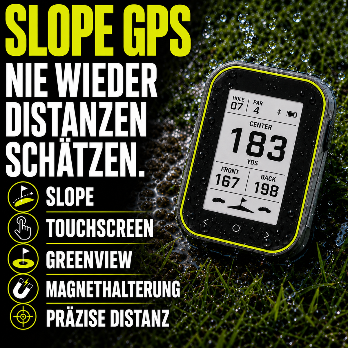 GPS Golf-Entfernungsmesser mit Slope und Clip-Halterung