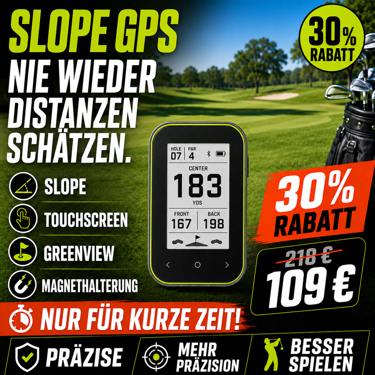 GPS Golf-Entfernungsmesser mit Slope und Clip-Halterung