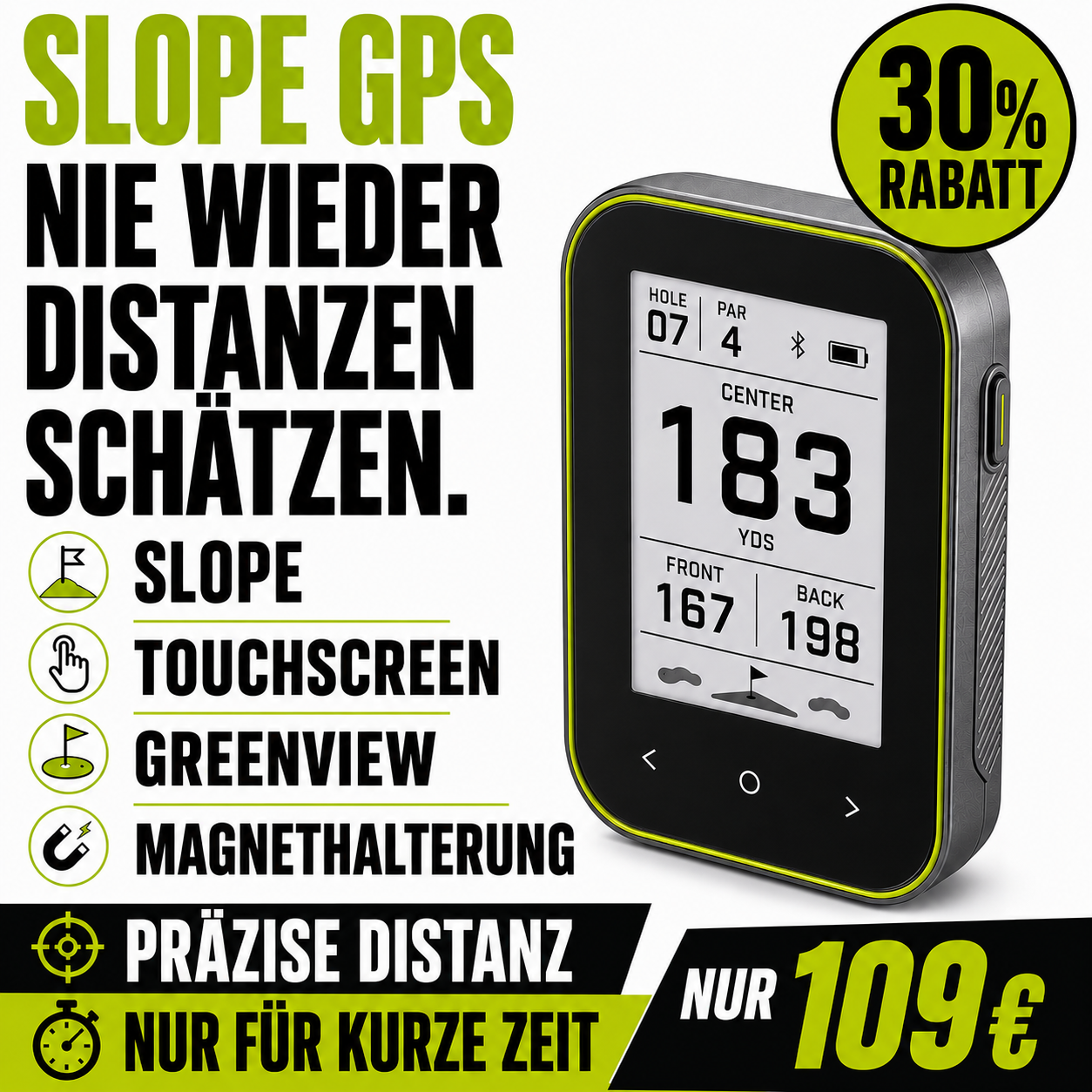 GPS Golf-Entfernungsmesser mit Slope und Clip-Halterung