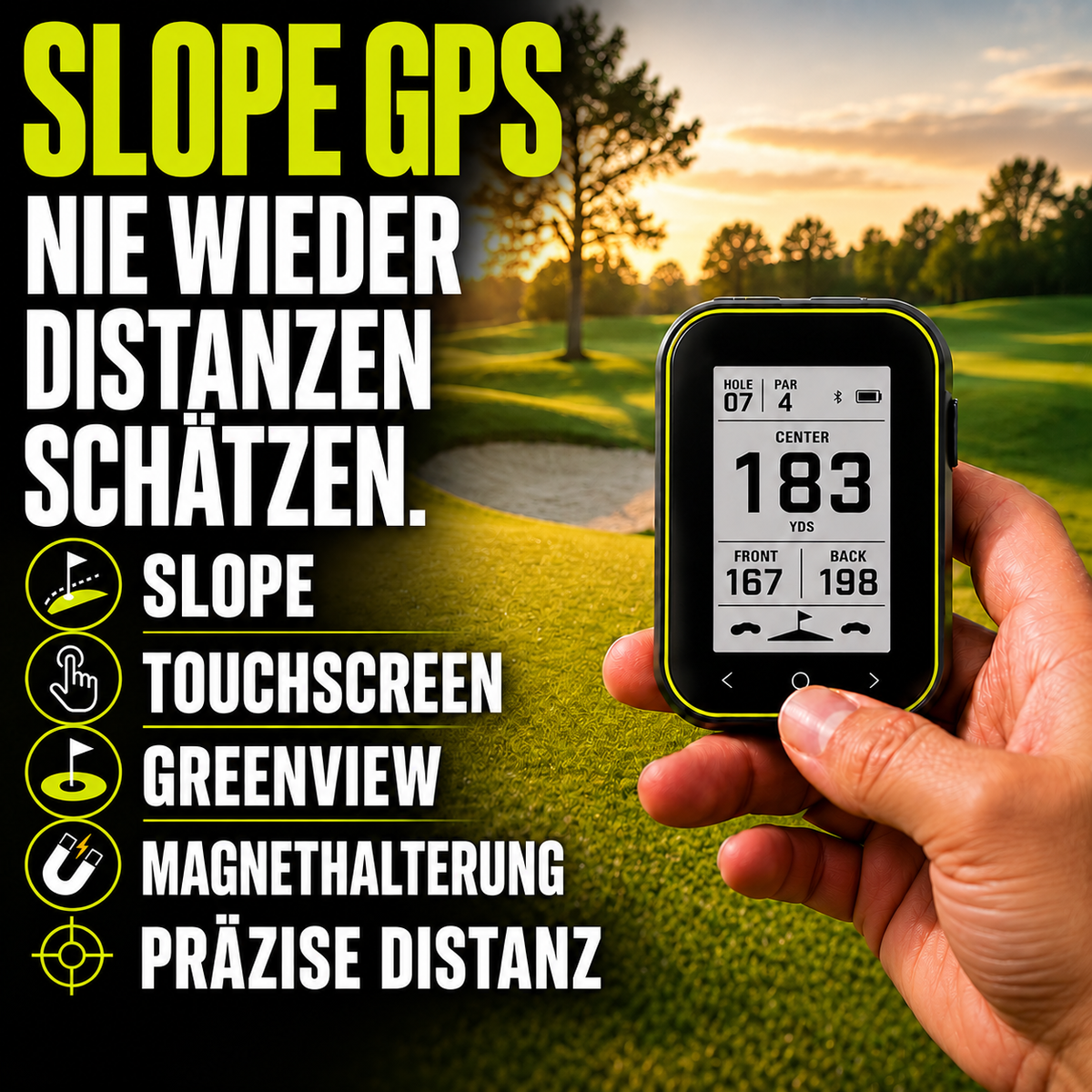 GPS Golf-Entfernungsmesser mit Slope und Clip-Halterung